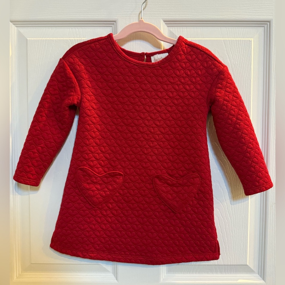 ❤️Cat & Jack Red Heart Quilted Dress❤️